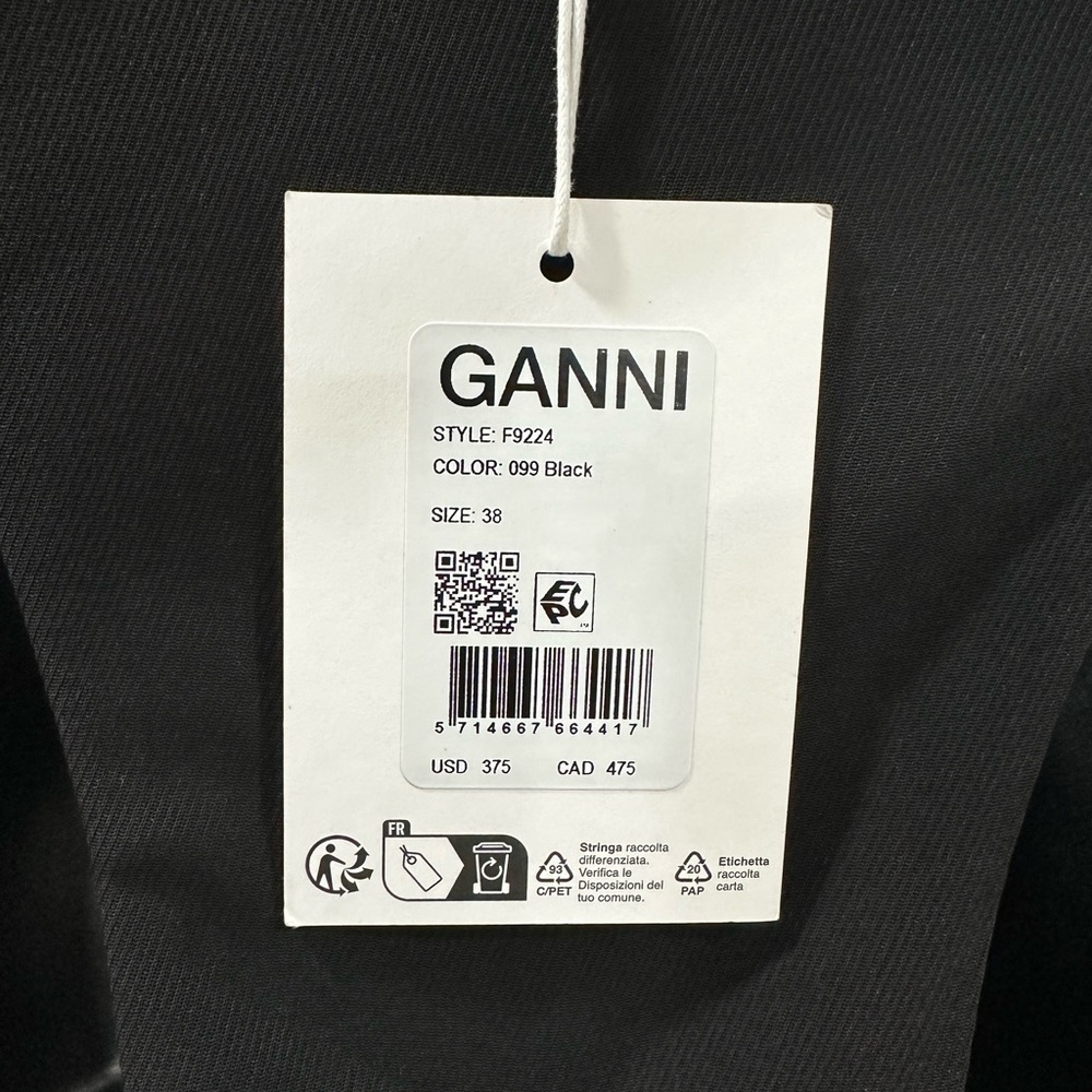 Ganni Twill Mini Dress Black size 38 new with tag - Picture 11 of 11
